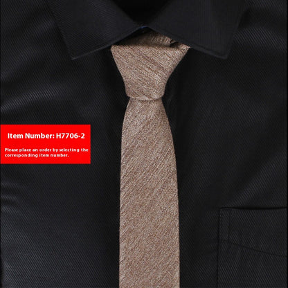Solid Color Korean Style Narrow Cotton Men's 6cm Formal Wear Business Casual Wedding Tie H7706 2