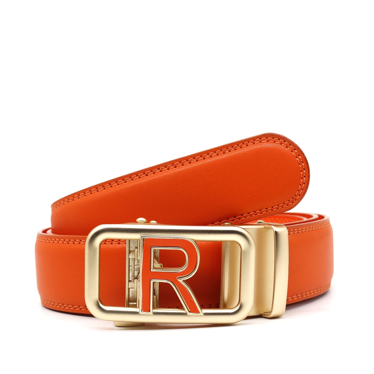 Comfort Click Belt Men's Factory Direct Sales Pants Belt All-match Casual Orange Red 125cm