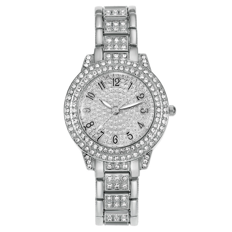 Women's Starry Rhinestone Watch Digital Roman Diamond Silver Digital