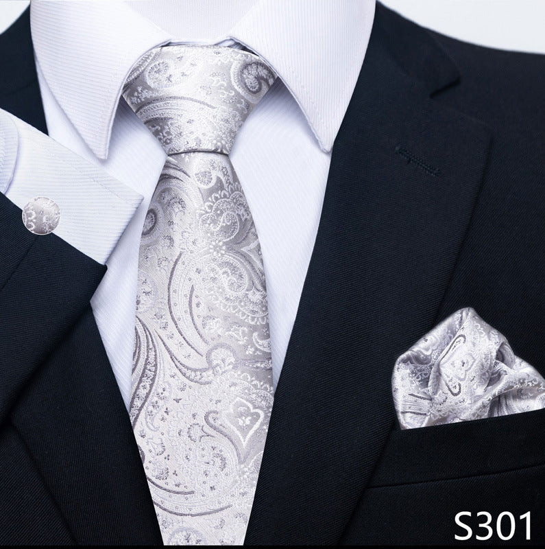 Men's Creative All-match Business Formal Wear Tie Scarf Cuff Buckle Set S301