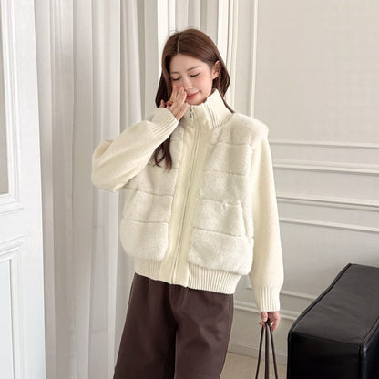 Women's Autumn And Winter New Loose Casual Sweater Coat Thick White Free Size