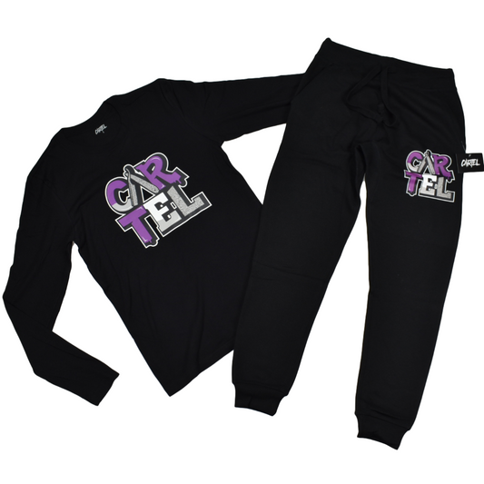 Ensemble de Joggeurs en Fausse Peau et T-Shirt à Manches Longues CARTEL