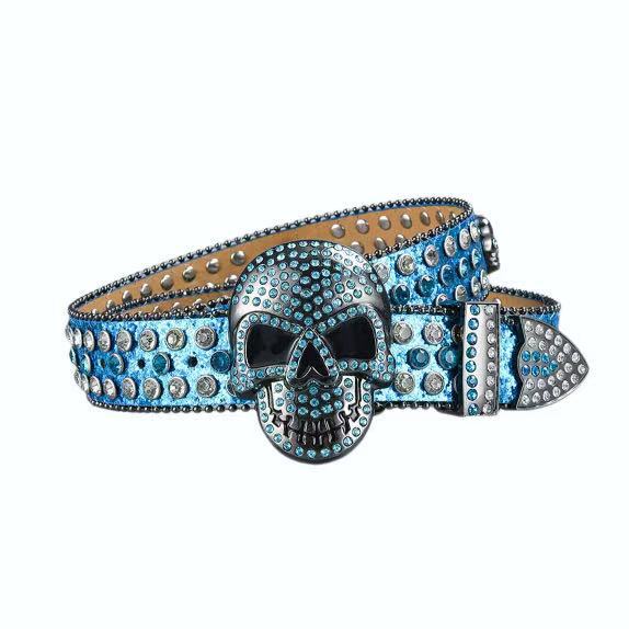 Halloween Subculture Skull Hip Hop Decoration Belt Lake Blue