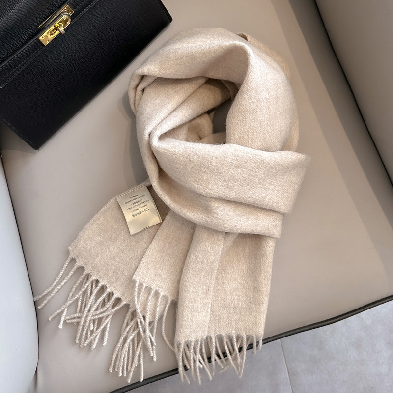 Personality Pure Wool Scarf For Women Oatmeal Color
