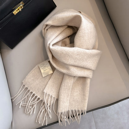Personality Pure Wool Scarf For Women Oatmeal Color