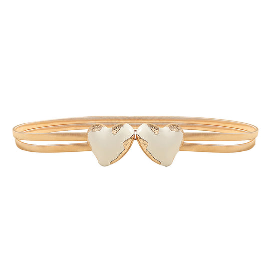 Simple Decorative Waist Chain Versatile Love Buckle White