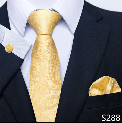 Men's Creative All-match Business Formal Wear Tie Scarf Cuff Buckle Set S288
