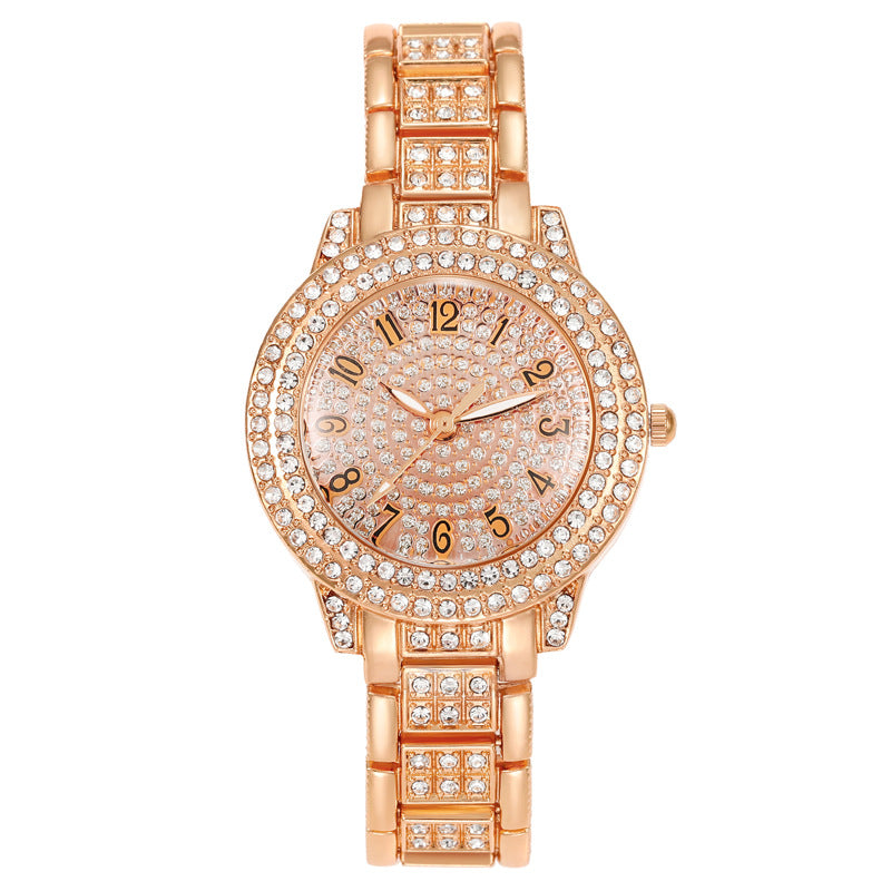Women's Starry Rhinestone Watch Digital Roman Diamond Rose Gold Digital