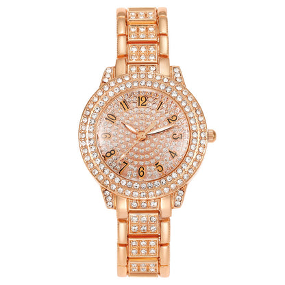 Women's Starry Rhinestone Watch Digital Roman Diamond Rose Gold Digital