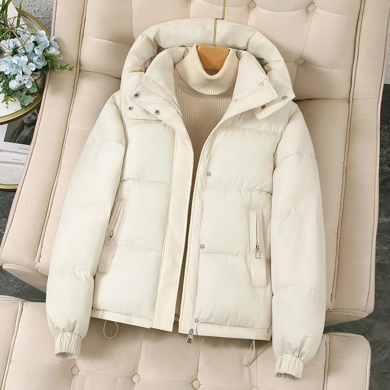 Hooded Thick Padded Coat For Petite Winter Jacket Beige