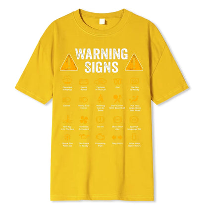 Funny Driving Warning Signs 101 Auto Mechanic Gift Driver T-Shirt Oversized Casual T Shirt Cotton Mens Tops Tees Cotton Clothing Yellow
