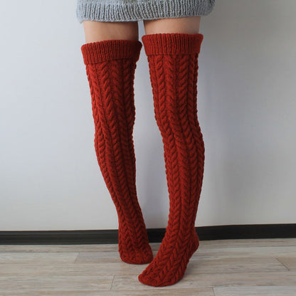 Twist Over The Knee Stockings Bunching Socks Women Red