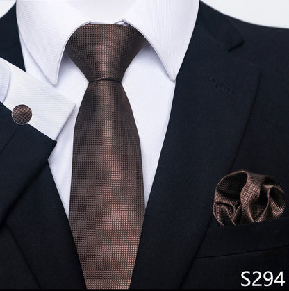 Men's Creative All-match Business Formal Wear Tie Scarf Cuff Buckle Set S294