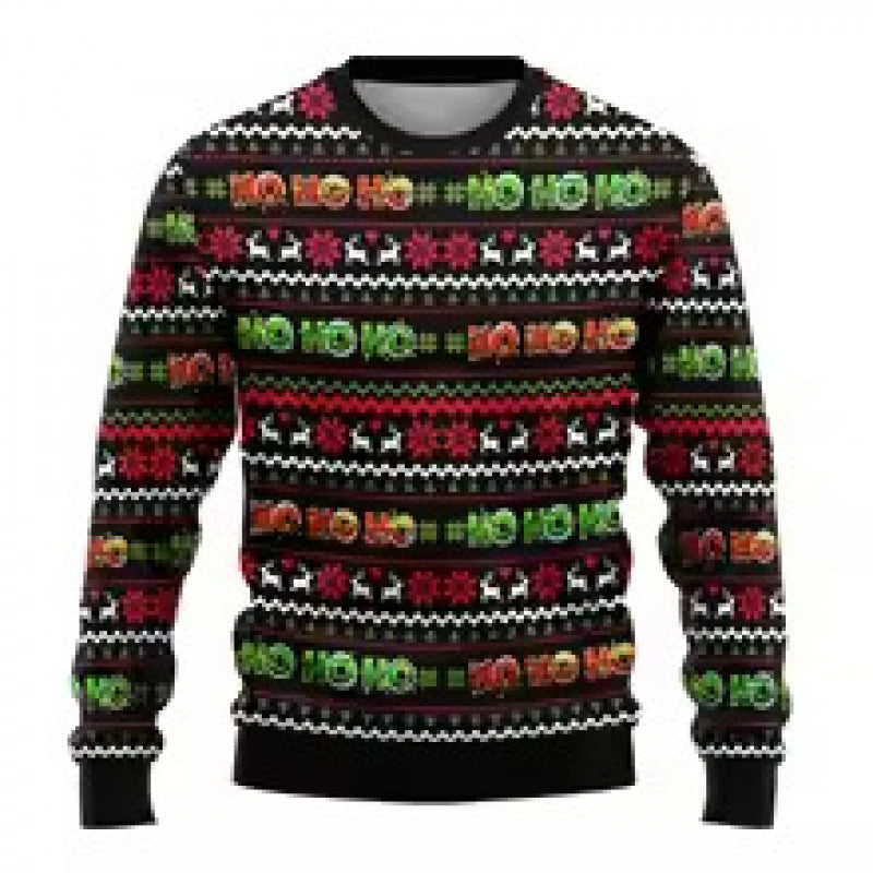 Printed Long Sleeve Round Neck Christmas Top FZZ11