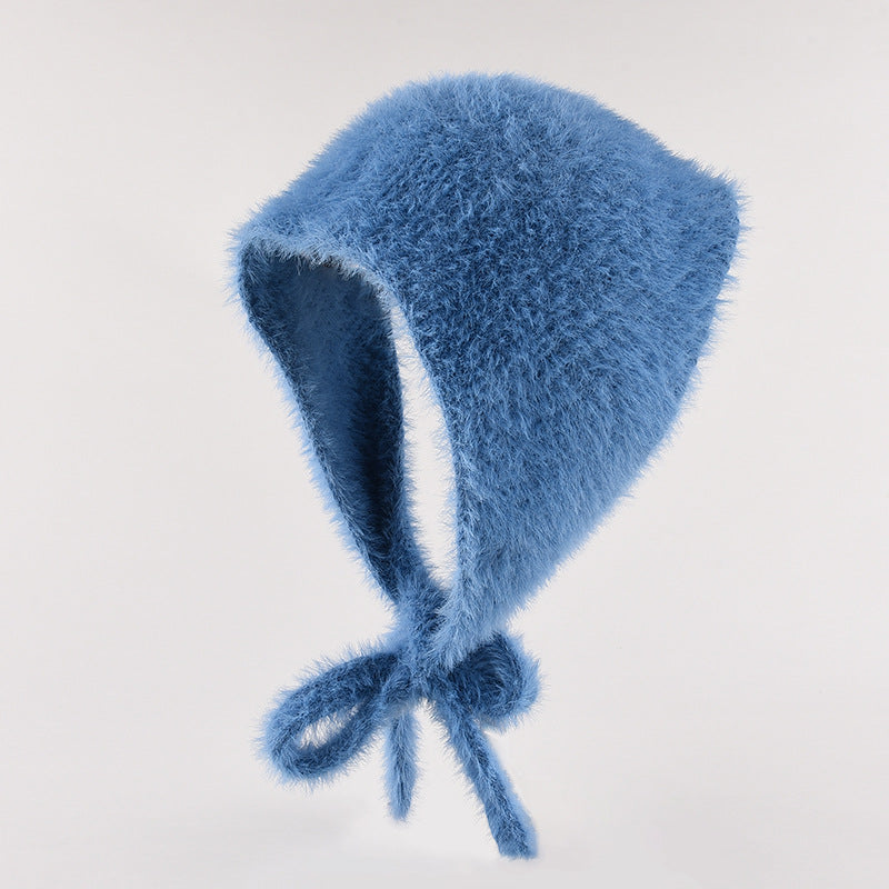 Women's Autumn And Winter Warm Plush Knitted Hat Blue