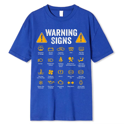 Funny Driving Warning Signs 101 Auto Mechanic Gift Driver T-Shirt Oversized Casual T Shirt Cotton Mens Tops Tees Cotton Clothing