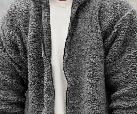 Casual Men's Solid Color Hooded Jacket Gray