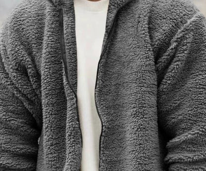 Casual Men's Solid Color Hooded Jacket Gray