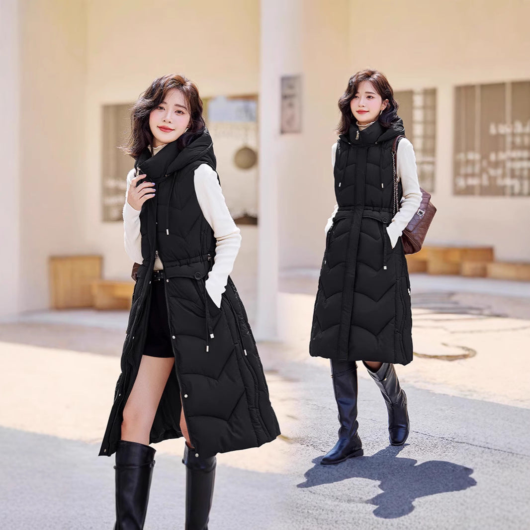 Fashion Good Quality Hooded Vest Jacket Black