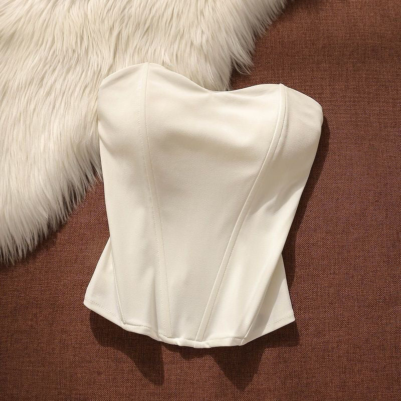 Shapewear Fishbone Wrap-around Vest For Women With High Waist And Built-in Bra White