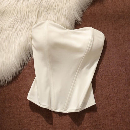 Shapewear Fishbone Wrap-around Vest For Women With High Waist And Built-in Bra White