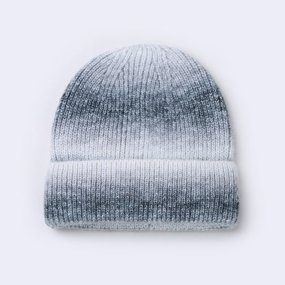 Gradient Yarn Hat Women's Fashion Knitted Hat Gray Free Size