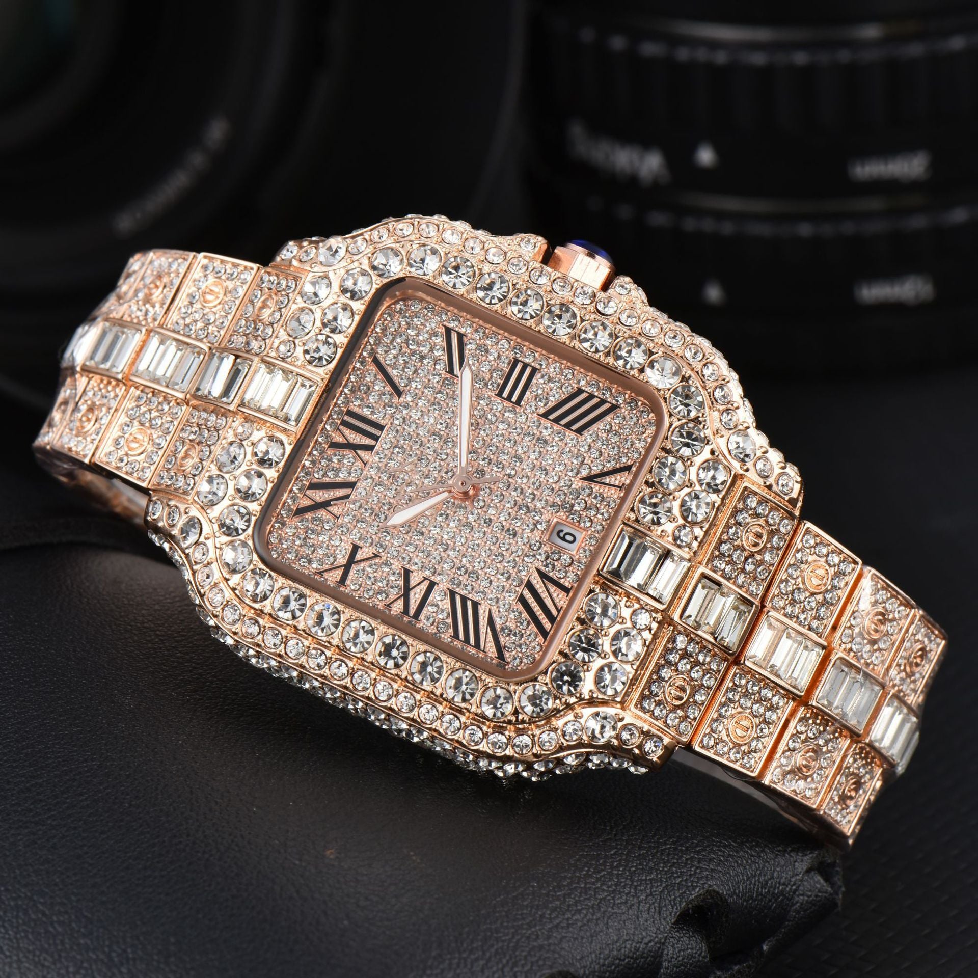 Men's Square Fashion Trend Full Diamond Watch Color 4