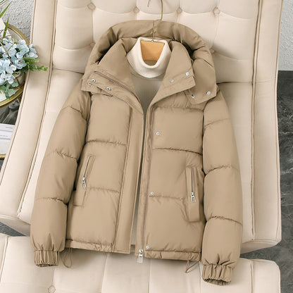 Hooded Thick Padded Coat For Petite Winter Jacket Khaki