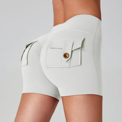 Sports Fitness Workwear Pocket Training Peach Quick-dry Butt-lifting Yoga Pants White