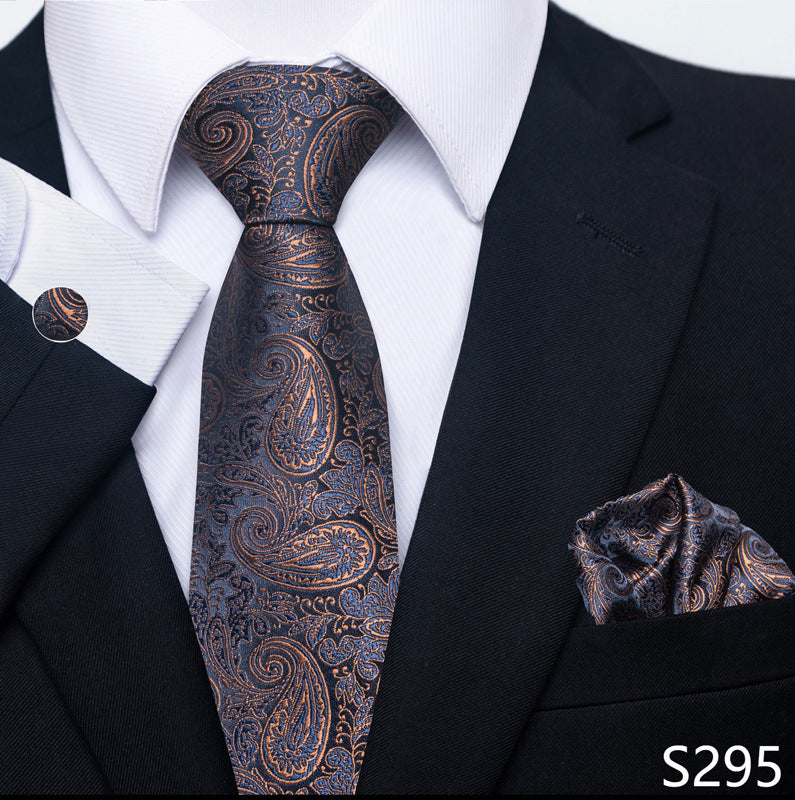 Men's Creative All-match Business Formal Wear Tie Scarf Cuff Buckle Set S295