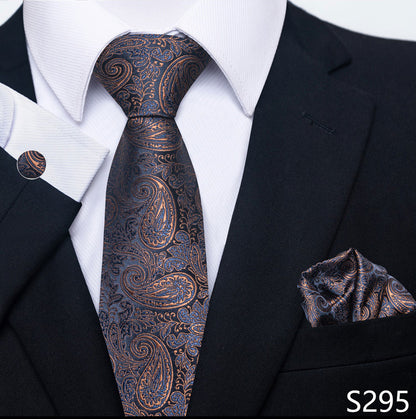 Men's Creative All-match Business Formal Wear Tie Scarf Cuff Buckle Set S295