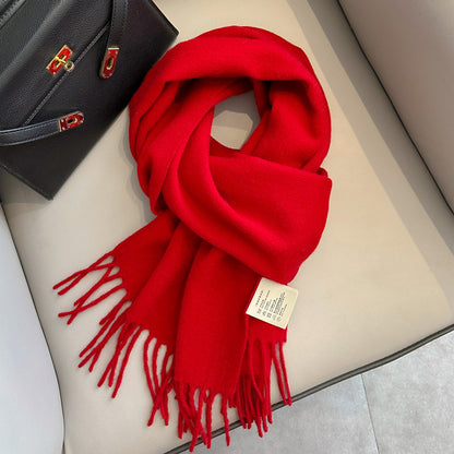 Personality Pure Wool Scarf For Women Purplish Red