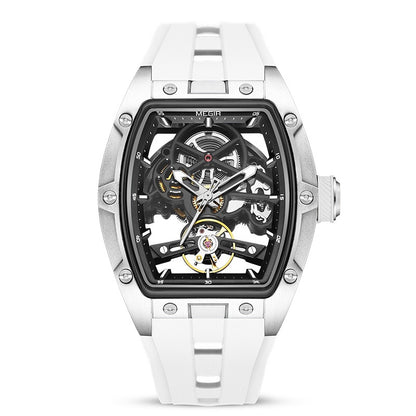 Men's Mechanical Watch Hollow Watch Steel Case Silver Surface