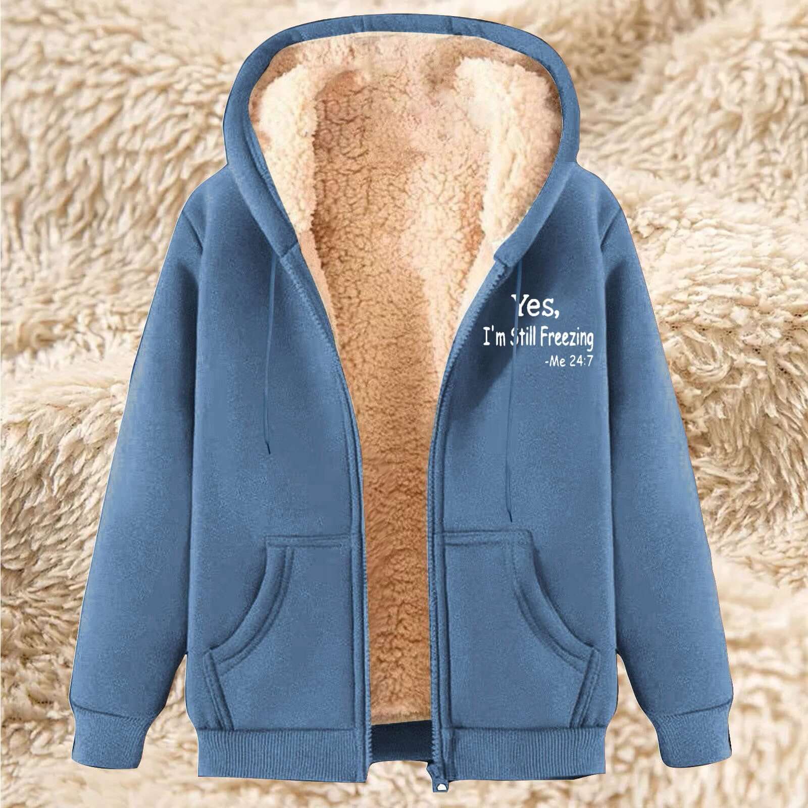 Men's Fleece-lined Hoodie With Thickened Lamb Wool For Winter 22 Light Blue