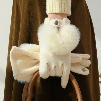 Winter New Cashmere Gloves For Women White Average Size
