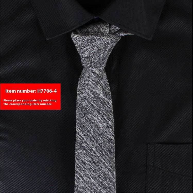 Solid Color Korean Style Narrow Cotton Men's 6cm Formal Wear Business Casual Wedding Tie H7706 4