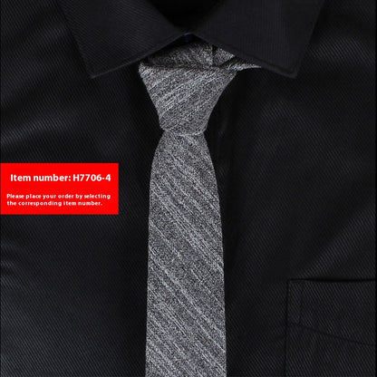 Solid Color Korean Style Narrow Cotton Men's 6cm Formal Wear Business Casual Wedding Tie H7706 4