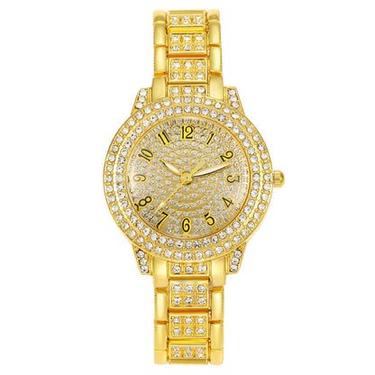 Women's Starry Rhinestone Watch Digital Roman Diamond Gold Digital