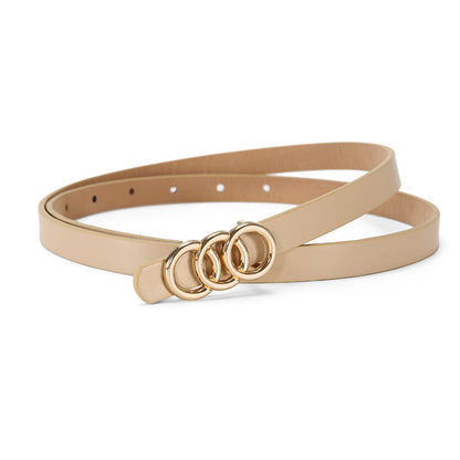 Women's Belt White Three-circle Simple All-matching Jeans Khaki