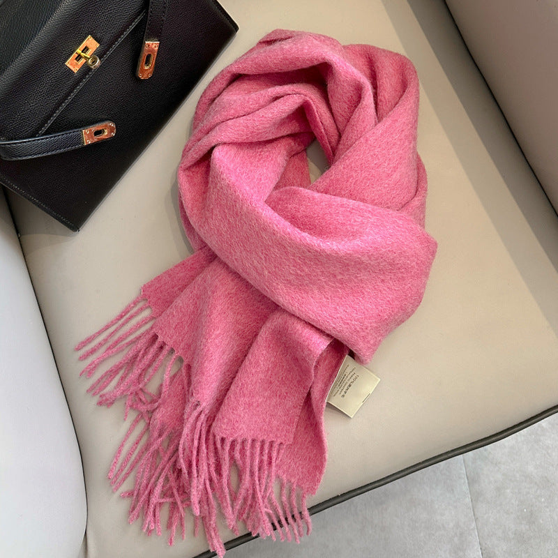Personality Pure Wool Scarf For Women Rose Red