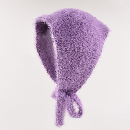Women's Autumn And Winter Warm Plush Knitted Hat Purple